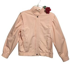 Vtg Rare Extended shoulder space jacket Peach cotton blend zip snap lined jacket